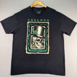 JEM Collective Ireland T-Shirt Mens‎ XL Black Skull Born Lucky Graphic Classic